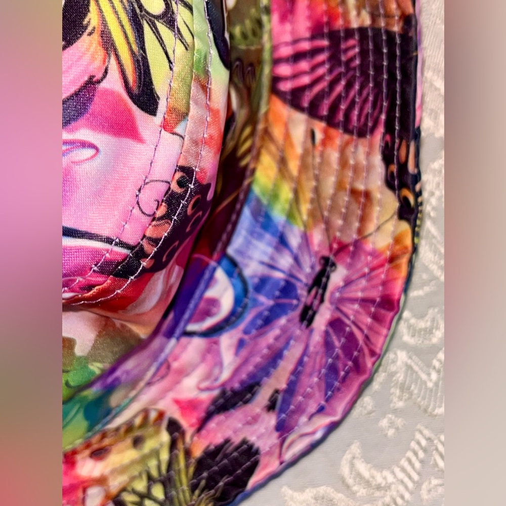 Crown Hat Co Botanical Butterfly Bucket Hat 100% Cotton Floral NWT Psalm 23 Sun - Picture 10 of 12
